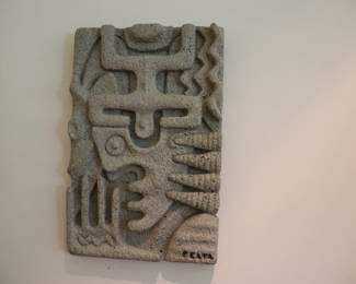 Ralph Prata Carved Concrete Wall Sculpture