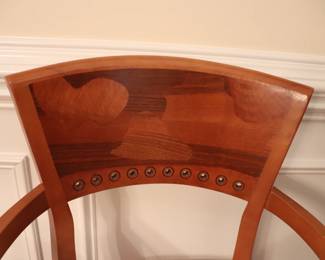 Set of 8 Biedermeier Style Dining Chairs in  cherry and have walnut burlwood backs.