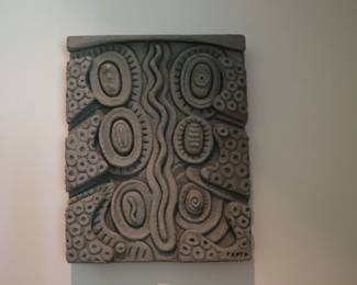 Ralph Prata Carved Concrete Wall Sculpture