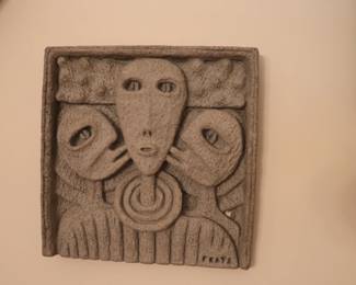 Ralph Prata Carved Concrete Wall Sculpture