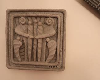 Ralph Prata Carved Concrete Wall Sculpture