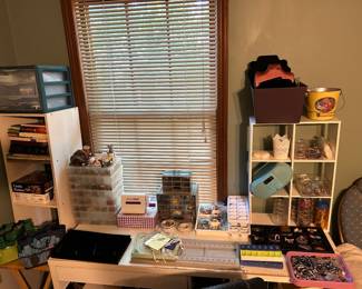 Crafts area featuring tools and equipment for making jewelry.