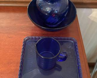 Cobalt Blue Glass Serving Pieces