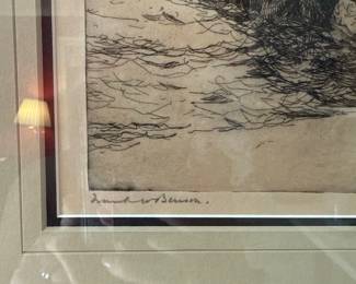 "Ducks Alighting" etching by Frank W. Benson