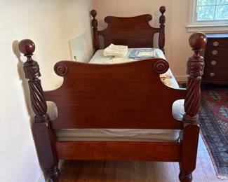 twin mahogany bed