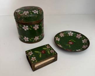 vintage Cloisonne enamel and brass trinket box
