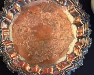 antique silver on copper serving tray