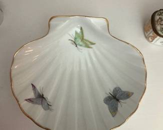 Limoges Butterfly Shell Trinket Dish
