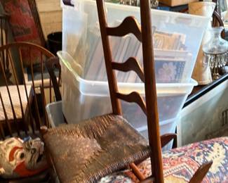 4 slat child rocker, curly maple stiles and legs
South Jersey circa 1760