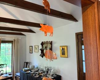 copper brass pig hanging decor