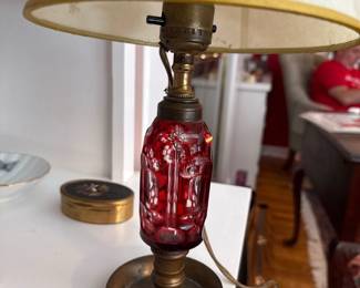Ruby Murano Glass / Brass Table Lamp