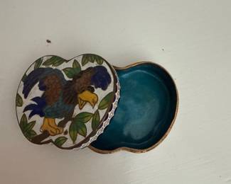 Vintage Cloissone Bird Enamel Trinket Box