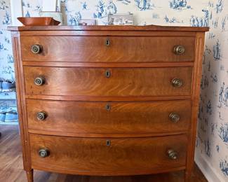 Federal birch bowfront chest of drawers