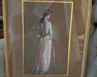 Pastel of woman framed - Arthur B. Davies