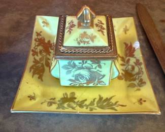 decorative inkwell with matching tray
