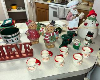 COOKIE JAR, SANTA MUGS