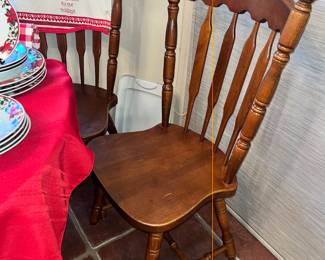 NICE 7pc. DINETTE SET w/ LAMINATE TOP TABLE, LEAVES & BIRCH ARROW-BACK CHAIRS