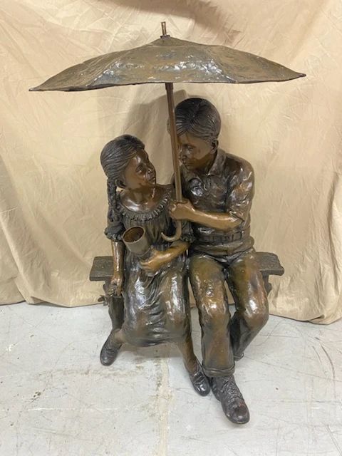 Bronze Boy & Girl w/Umbrella