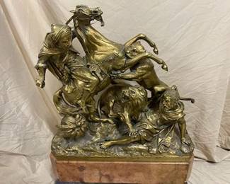 1907 Austrian Bronze Horse & Lion 