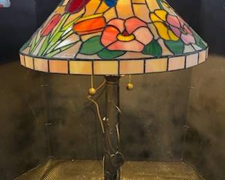 Lotus Flowers & Lilypad Lamp w/ Tulip Shade 