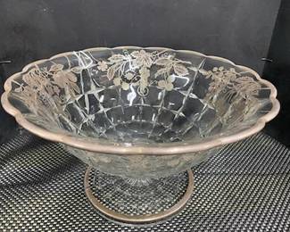 Silver Overlay Footed Punch Bowl 