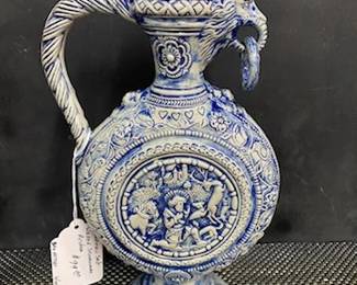 German Salt Glazed Stoneware Pitcher 