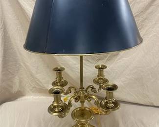 Lg. Brass Lamp w/Black Toleware Shade 