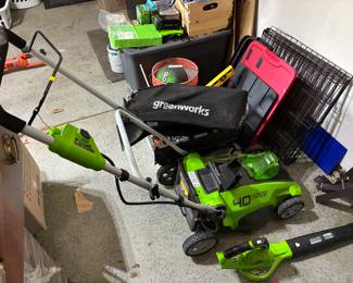 Electric Lawn Mower, with battery, Bag, and Blower attachments