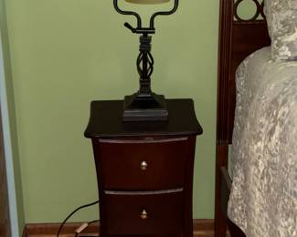 Night stand, vintage lamp
