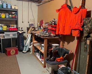 Utility room, hunting clothes, golf clubs