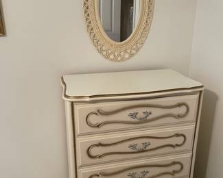 Vintage dresser and mirror that match the headboard and footboard