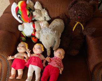 Wind up vintage stuffed animals, Campbell’s Soup kids
