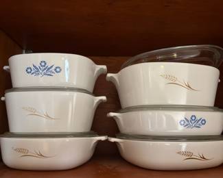 Corning Ware Golden Wheat & Blue Cornflower Casserole Dishes