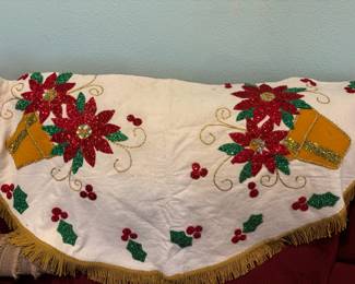 Beaded & Sequined Poinsettia Tree Skirt