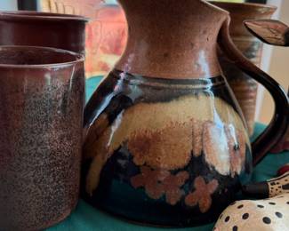 Richard Stafford Brown/Black Pottery Sangria Pitcher