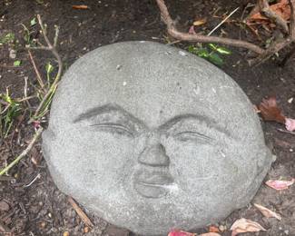Stone Buddha Face Outdoor Decor
