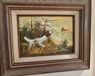 Framed Springer Spaniel Oil Painting