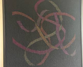 Framed Abstract Ribbon Design Needlepoint