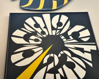 Framed Abstract Clock Face Painting