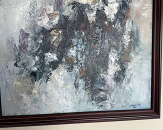 1996 Framed Abstract Oil Painting Signed Mali