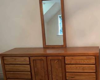Vintage Wooden Dresser W Mirror