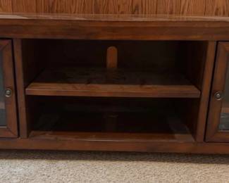 TV Stand W Shelves And Glass Doors 