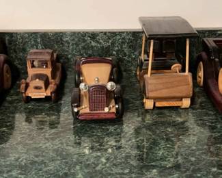 Five Vintage Wooden Cars