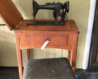 vintage Singer sewing machine with stool $45.
