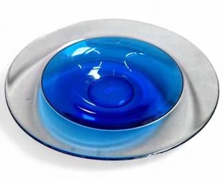 Blue and Clear Glass Bowl