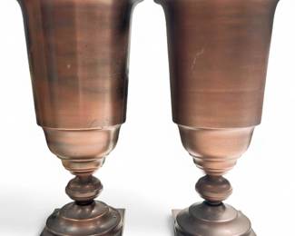 Copper-Finish Cast Aluminum Tulip-Shaped Vases