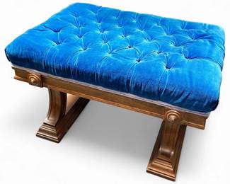 Mid-Century Hollywood Regency Style Tufted Velvet Ottoman