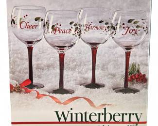 Winterberry by Pfaltzgraff Sentiments Wine Glasses, Set of 4