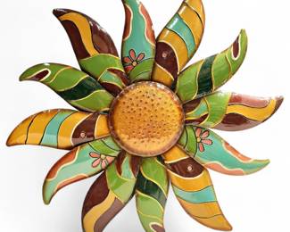 Laureano Metal Talavera Style Sun Wall Decor