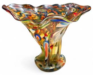 Large Murano Millefiori Handkerchief Vase